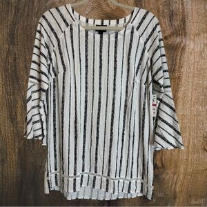 NWT JM Collection Striped Bell-Sleeve Blouse Size XS